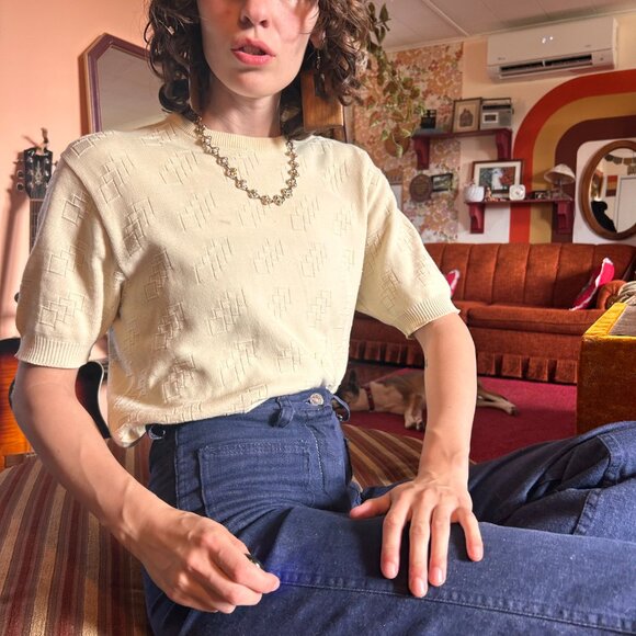 1960s knitted square short sleeved top from Ban Lon by Paris Star! - Picture 4 of 13